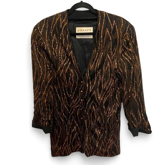 VTG Jaeger Patterned Glitter Blazer with Gold Buttons size 10 - Picture 1 of 11